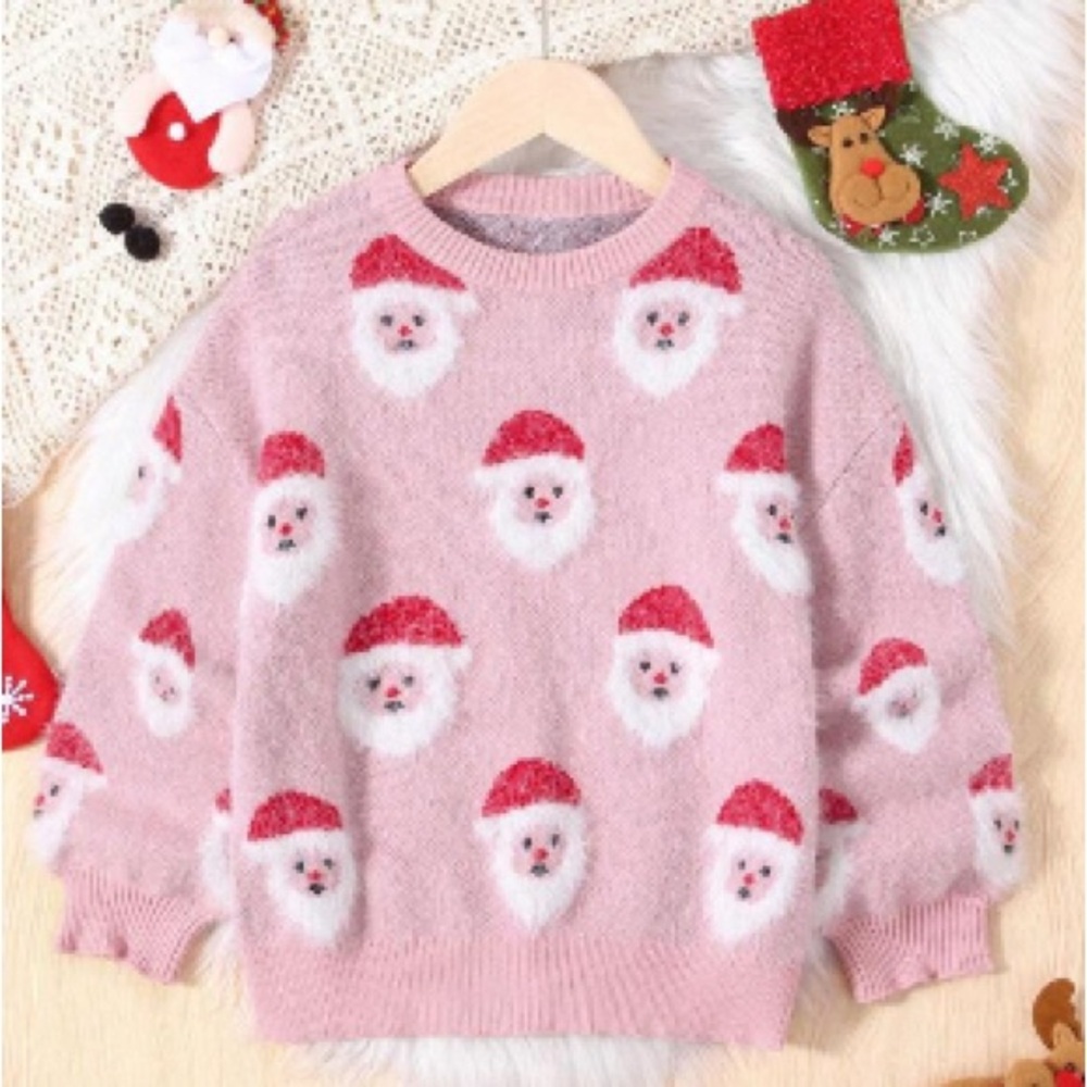 SHEIN Pink Santa Sweater for Kids